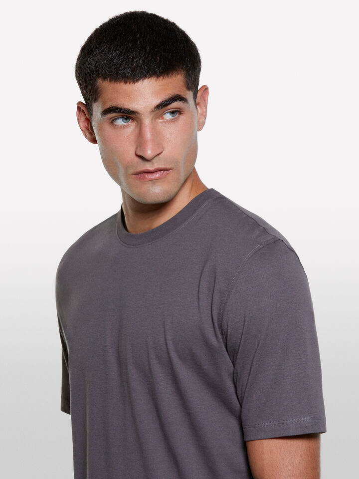 Dark gray regular fit short sleeve t-shirt - men's short sleeve t-shirts - Dark Gray | Sisley image number 4